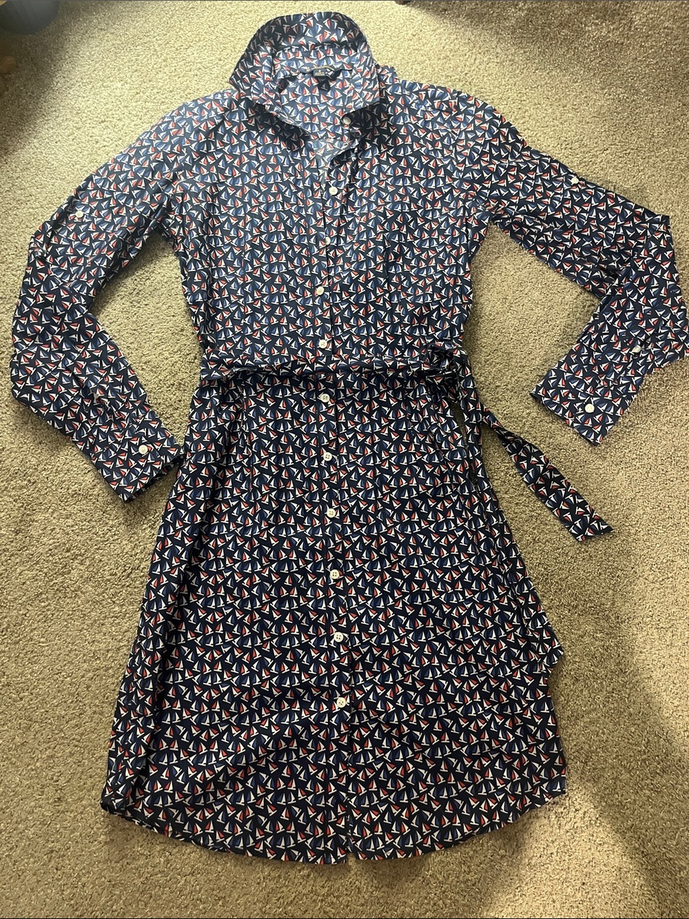 ⛵️⛵️⛵️Brooks Brothers sz2 (fits 4-6?) Cotton Navy Sailboat Shirtdress EXCELLENT